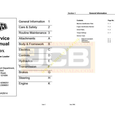 JCB 4DX Backhoe Loader Service Manual