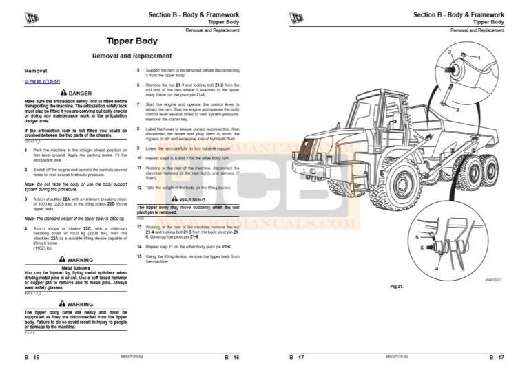 JCB 722 Articulated Dump Truck Service Repair Manual Jcb Service Manual Download