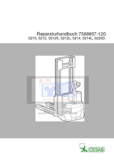 Service and repair manual for Cesab Forklift series including models S210, S212, S212S, S212L, S214, S214L, and S220D