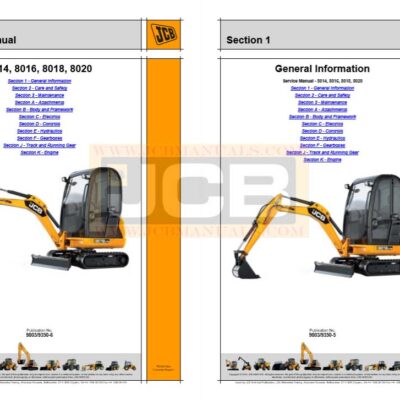 JCB Mini Excavator 8014, 8016, 8018, 8020 Service Repair Manual