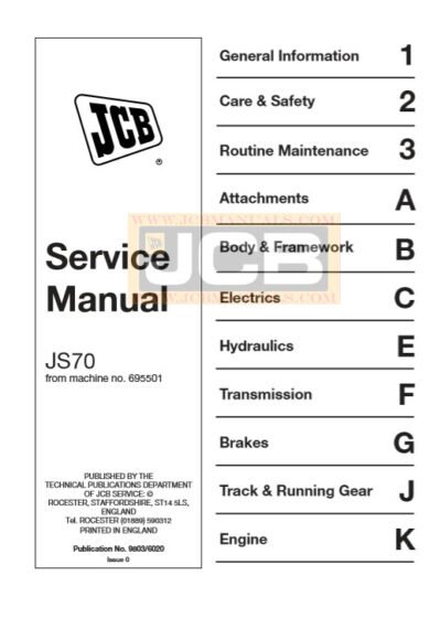 JCB JS70 Excavator Service Repair Manual - Image 2