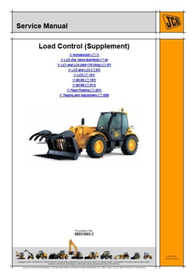 JCB LCS, LC1, LC4, LC2, LC3, LC5, MC05, MC06 Load Control Supplement Service Repair Manual - Image 2