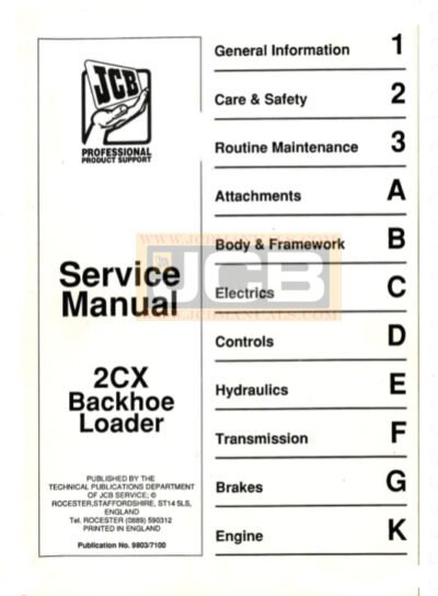 JCB 2CX Backhoe Loader Service Repair Manual - Image 2