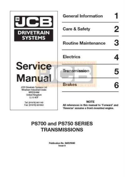 JCB Drivetrain System PS700 and PS750 SERIES  Service Repair Manual - Image 2