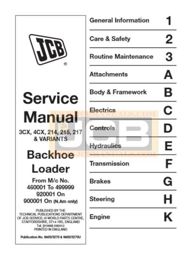 JCB 3CX 4CX Service Manual