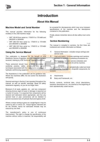 JCB VMT160 VMT260 Tier 2 and Tier 4 Service Repair Manual - Image 3