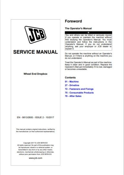 JCB Wheel End Dropbox Service Repair Manual - Image 2