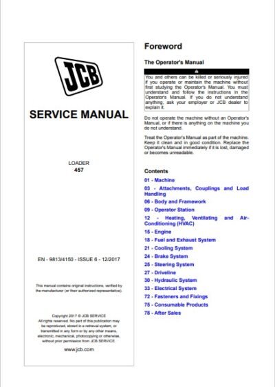 JCB 457 Loader Service Repair Manual - Image 6