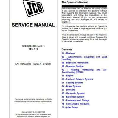 JCB 155 JCB 175 Skid Steer Service Repair Manual
