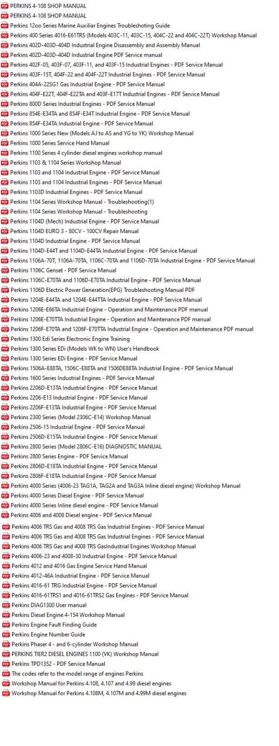 Perkins Engine Manuals Collection