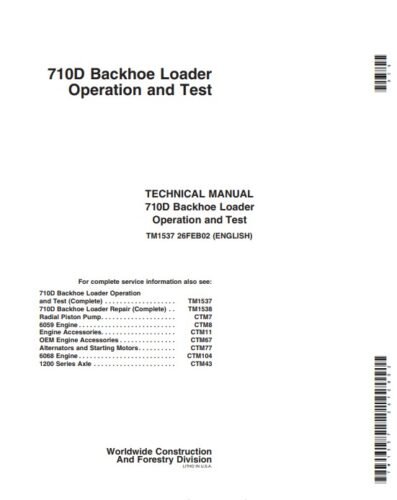 John Deere 700D Backhoe Loader Technical Manual