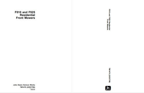John Deere F510 and F525 Residential Front Mowers Workshop Manual 1 john deere f525 manual pdf