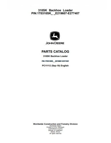 John Deere 310SK Backhoe Loader Parts Manual 1 john deere 310sk