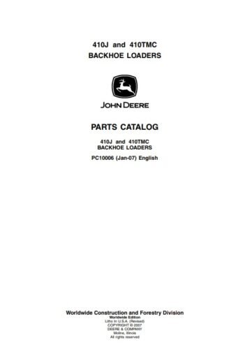 John Deere 410J and 410TMC Backhoe Loader Parts Manual 1 john deere 410j backhoe parts diagram