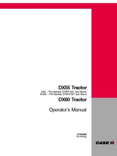 Case IH Tractor DX55 2WD, DX55 4WD, DX60 Operators Manual - Image 3