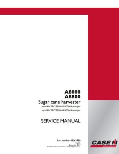 Case Tractor A8000, A8800 Sugar Cane Harvester Service Repair Manual - Image 3