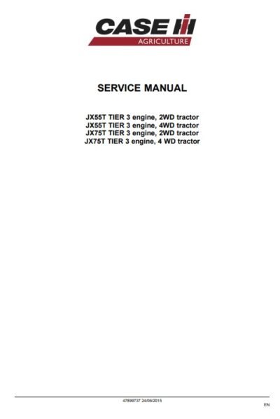 Case Tractor JX55T, JX75T Service Repair Manual - Image 2