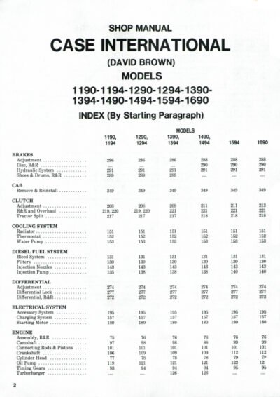 Case david brown 1190-1194-1290-1294-1390-1394-1490-1494-1594-1690 Tractor Shop Manual - Image 2