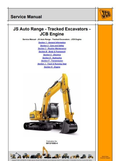 JCB JS Auto Range - Tracked Excavators (JCB Engine) Service Repair Manual - Image 2