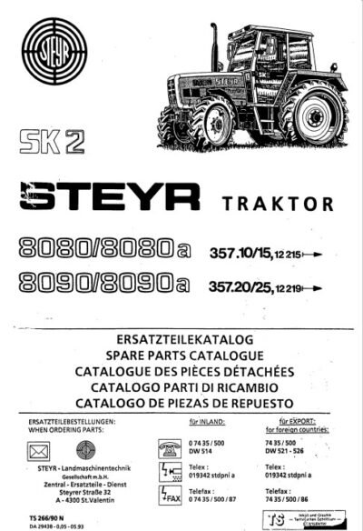 Case Steyr 8080, 8080a, 8090, 8090a Tractors Parts Manual - Image 2