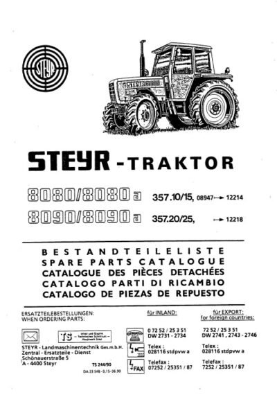 Case Steyr 8080, 8080a, 8090, 8090a Tractors Parts Manual - Image 3