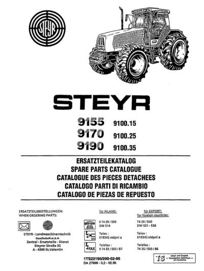 Steyr 9155, 9170, 9190 Tractors Parts Manual - Image 2