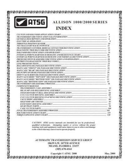 Allison 1000 , Allison 2000 Series Technical Service Manual - Image 2