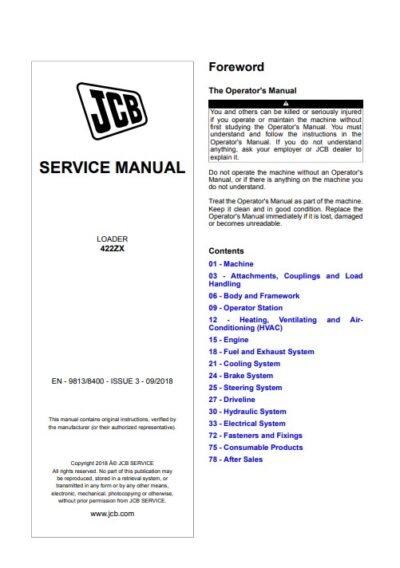 JCB 422ZX Wheeled Loader Service Repair Manual - Image 2