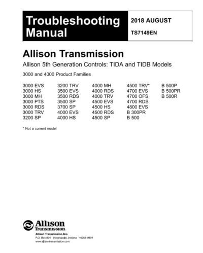 Allison 3000-4000 Series Product Family Troubleshooting Manual - Image 3