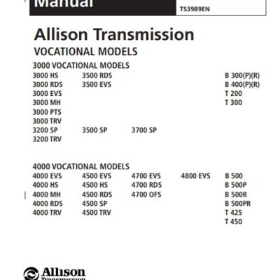 Allison Transmission VOCATIONAL MODELS Troubleshooting Manual