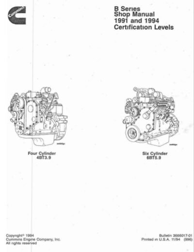 Cummins B Series Engine Workshop Manual