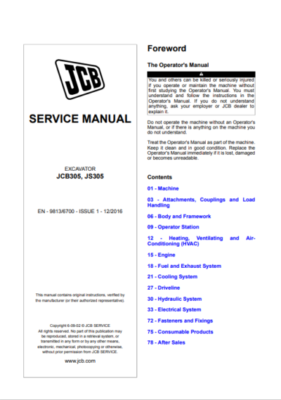 jcb js 305 pdf