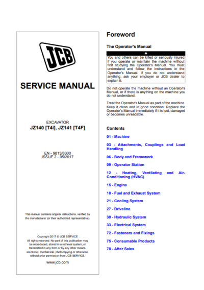 jcb jz140 service manual