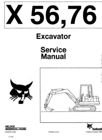 BOBCAT SERVICE MANUAL DOWNLOAD | Bobcat X56, X76 Excavator Service