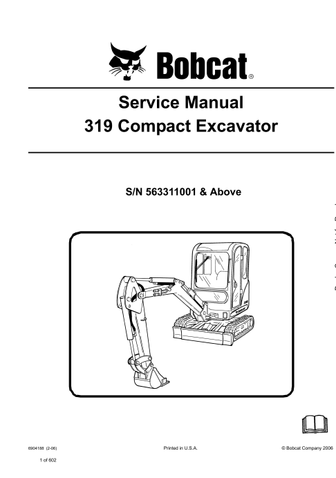 Bobcat 319 Excavator Service Repair Manual