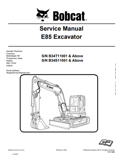 bobcat e85 service manual