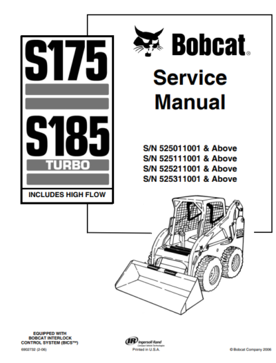 Bobcat S175, S185 Turbo Skid steer Service Repair Manual - Image 2