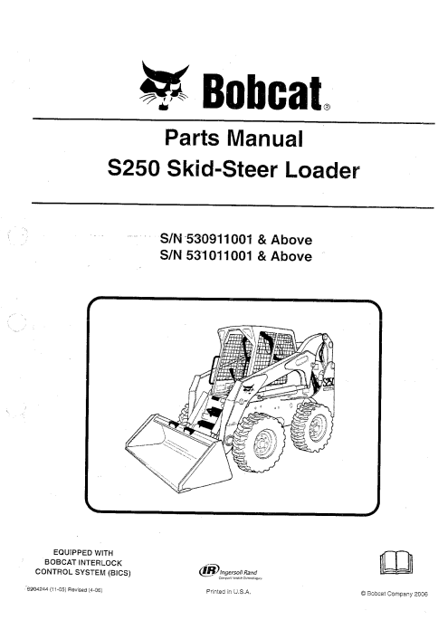 Bobcat S250 Skid Steer Loader Parts Manual