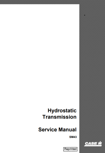 Case Hydrostatic Transmission Service manual