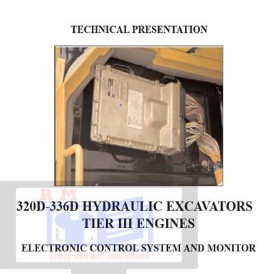 Caterpillar 320D and 336D service training session, highlighting electrical components and maintenance techniques