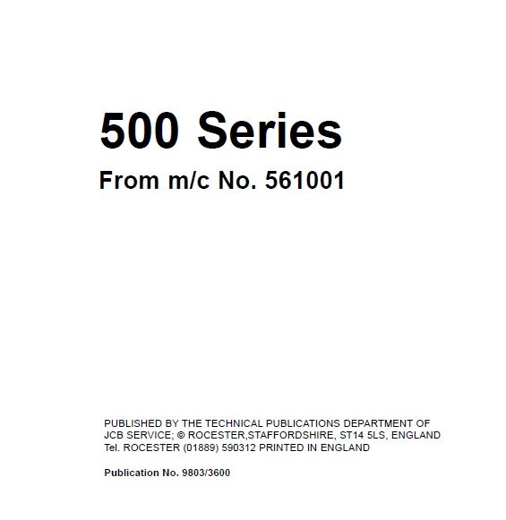 JCB 500 Series Workshop Manual