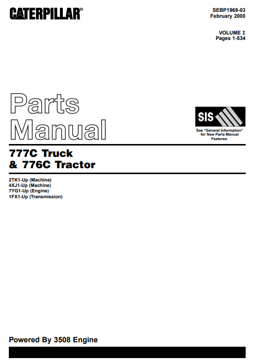 Caterpillar 777C Truck & 776C Tractor Parts Manual 2 Caterpillar 777C Truck & 776C Tractor Parts Manual - Image 2