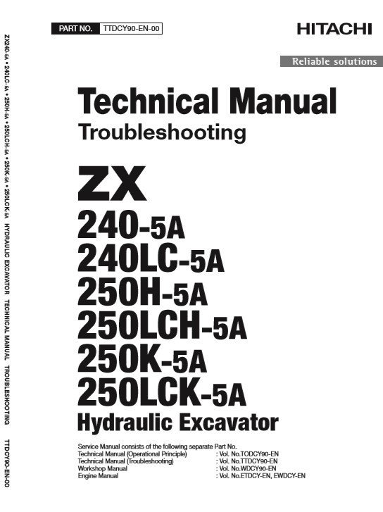 Hitachi ZX240-5A, 250-5A Series Technical Manuals 2 Hitachi ZX240-5A, 250-5A Series Technical Manuals - Image 2