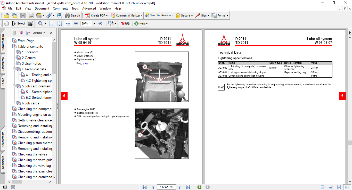 Deutz D2011, DT2011 Engines Workshop Repair Manual 5 Deutz D2011, DT2011 Engines Workshop Repair Manual - Image 5