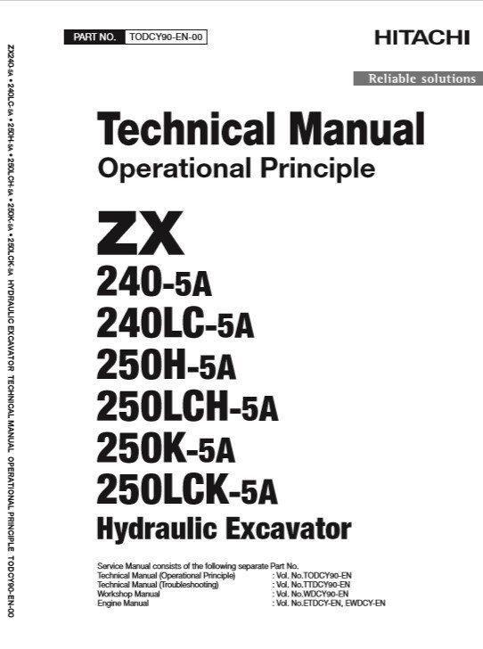 Hitachi ZX240-5A, 250-5A Series Technical Manuals 3 Hitachi ZX240-5A, 250-5A Series Technical Manuals - Image 3