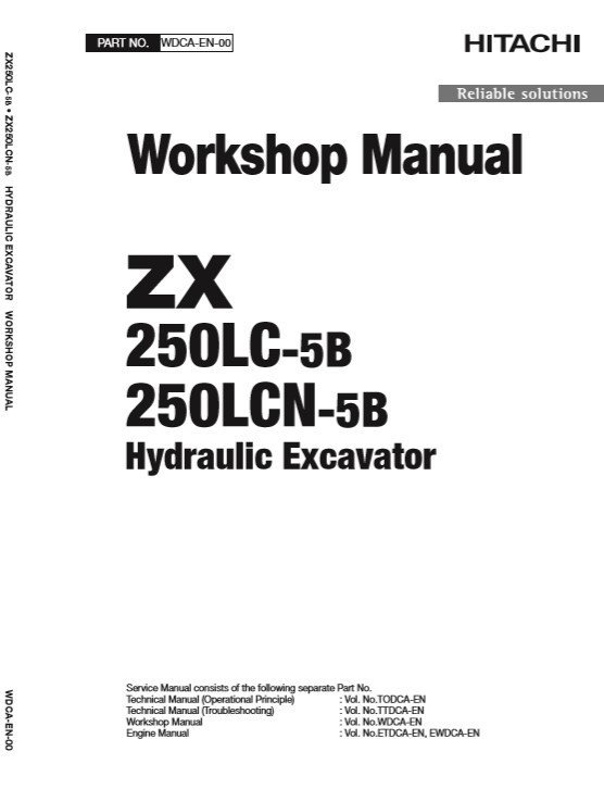 Hitachi ZX250LC-5B, ZX250LCN-5B Workshop Manual and Diagrams 2 Hitachi ZX250LC-5B, ZX250LCN-5B Workshop Manual and Diagrams - Image 2