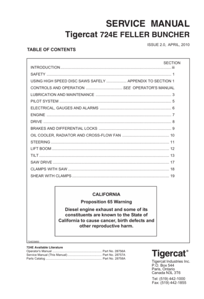 Tigercat 724E Feller Buncher Service Repair Manual - Image 2