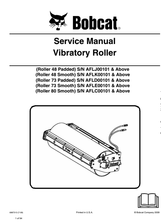 Bobcat Vibratory Roller Service Repair Manual 2 bobcat vibratory roller