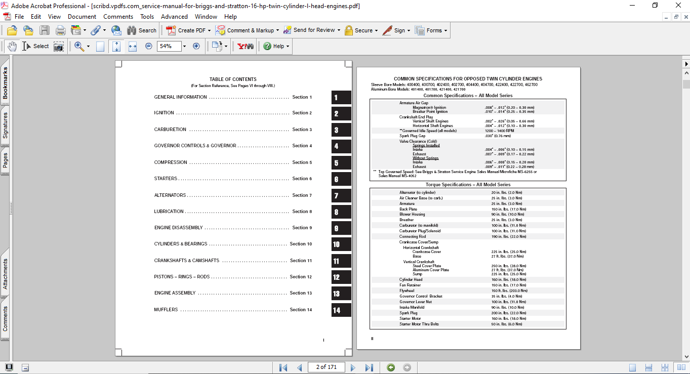 Briggs and Stratton 16 HP Twin Cylinder L Head Engines Service Repair Manual 3 Briggs and Stratton 16 HP Twin Cylinder L Head Engines Service Repair Manual - Image 3