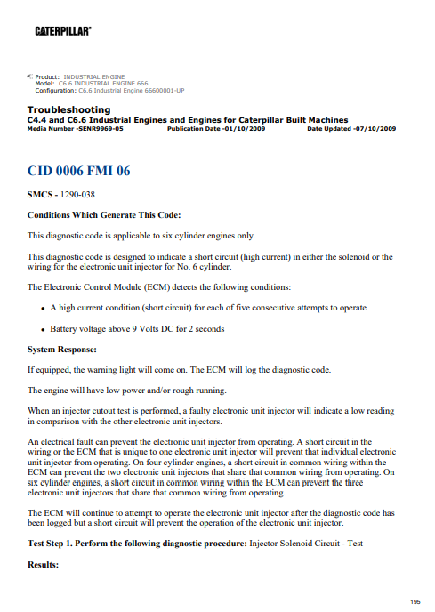 Caterpillar C6.6 Industrial Engine Troubleshooting Manual 3 Caterpillar C6.6 Industrial Engine Troubleshooting Manual - Image 3